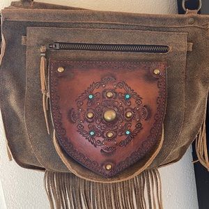 Leather Ibiza Boho Crossbody Bag
